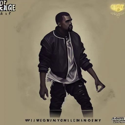 Prompt: kanye west, league of legends splash art