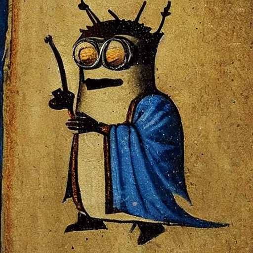 Prompt: Medieval painting of a minion