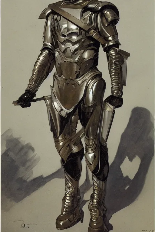 Image similar to futurist armor for soldier, s by leyendecker, intricate, extreme details