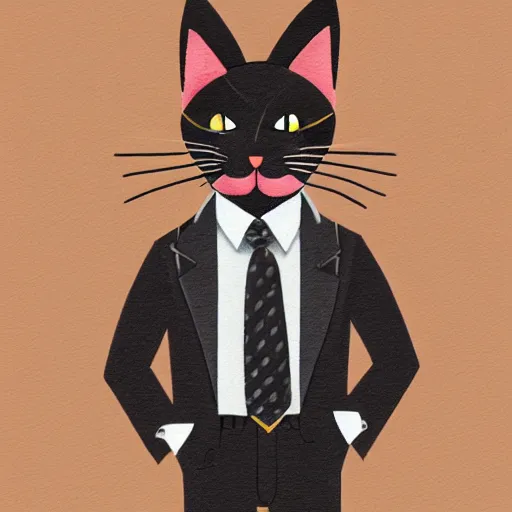 Image similar to a highly detailed portrait of an anthropomorphic kitty cat wearing a well tailored business suit and tie, 8 k, 4 k, highly detailed, sharp,