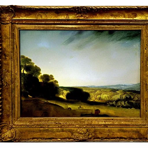 Prompt: incredible oil painting by goya, american romanticism, depicting nature landscape