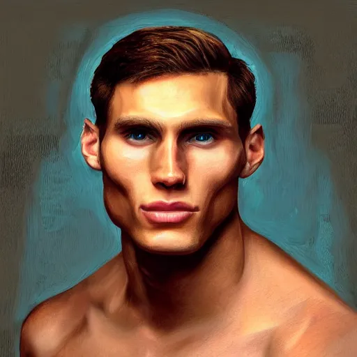 Image similar to gigachad sigma alpha male Jerma985, highly detailed oil-painting