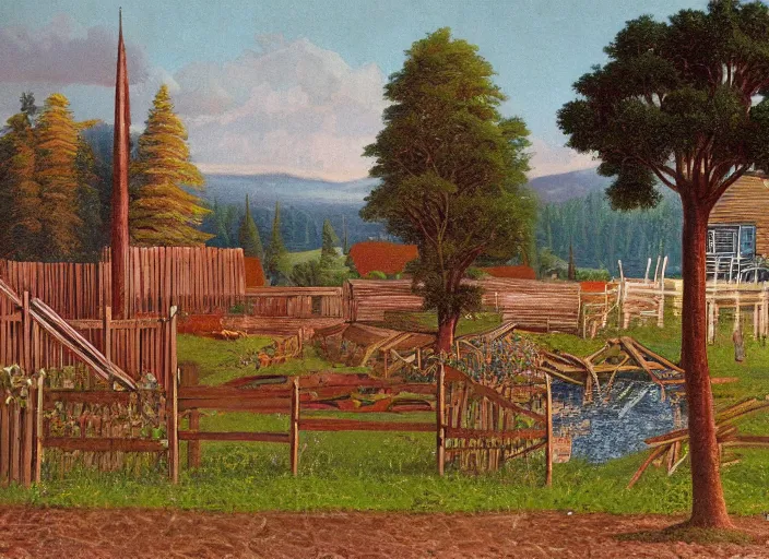 Prompt: folk art, lowbrow, matte painting, 3 - d highly detailed, in the style of anna mary robertson moses,