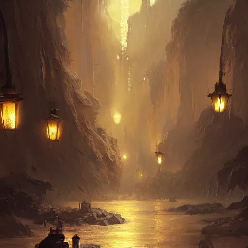 Prompt: concept art, lanterns, high resolution, by james gurney, greg rutkowski, john howe, artstation