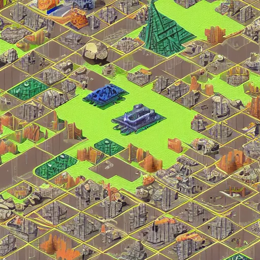 Image similar to isometric map of midgar from final fantasy vii