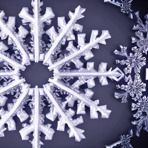 Image similar to close-up of an intricate snowflake, rendered in unreal engine 6, fractal snowflake, HD photography, 4k