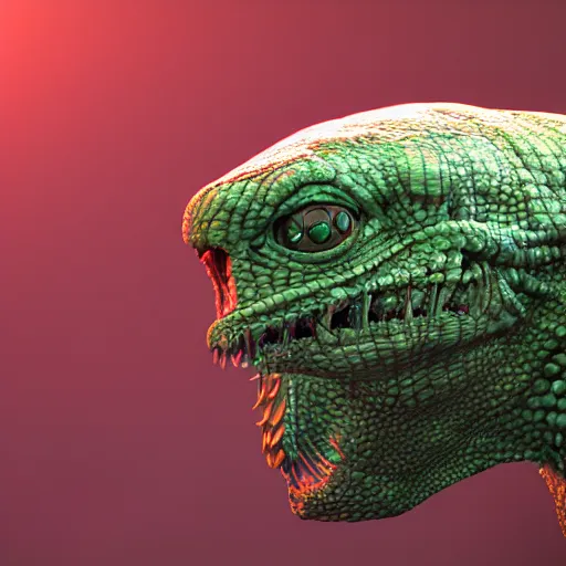 Image similar to an alien fused with a reptile, octane render, 3D, 8k