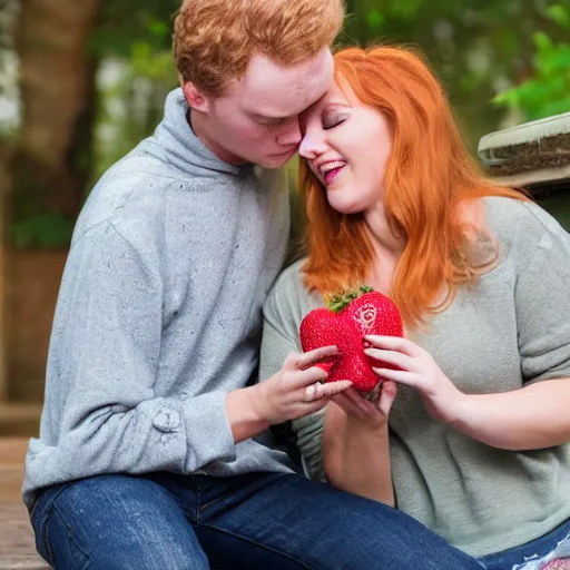 Image similar to a beautiful buxom woman kissing a frog prince, he is sitting in the palm of her hand, she is leaning over, her skin has a glow to it, she also has strawberry blonde hair, refined spontaneity, high - res