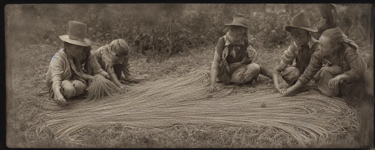 Image similar to harvesting spaghetti during the gold rush, tintype, small details, intricate, sigma 5 0 mm, cinematic lighting, photography, wes anderson, diane arbus, film, kodachrome