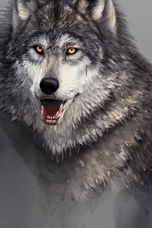 Prompt: portrait of a gray wolf, water color, D&D, fantasy, highly detailed, digital painting, artstation, concept art, matte, sharp focus, illustration, art by Ivan Gantschev and Greg Rutkowski