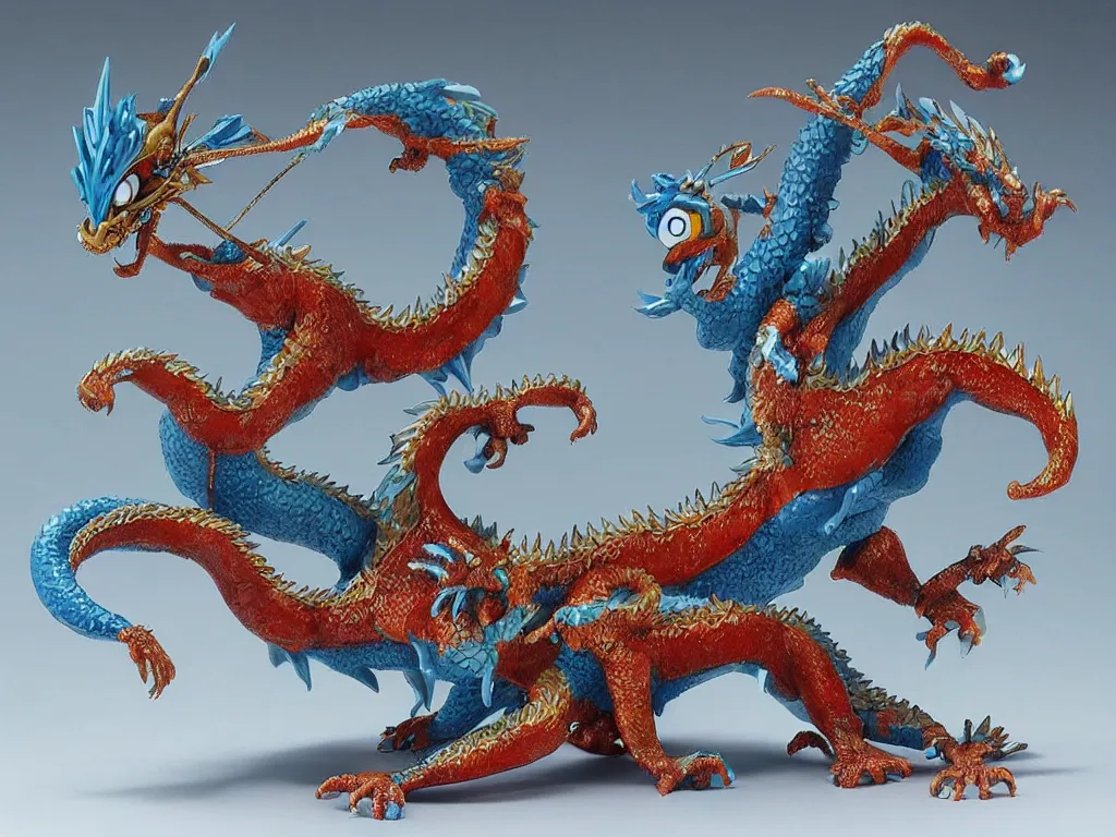 Image similar to Doraemon Dorami Fractal Dragon statue, painted by Hajime Soryama