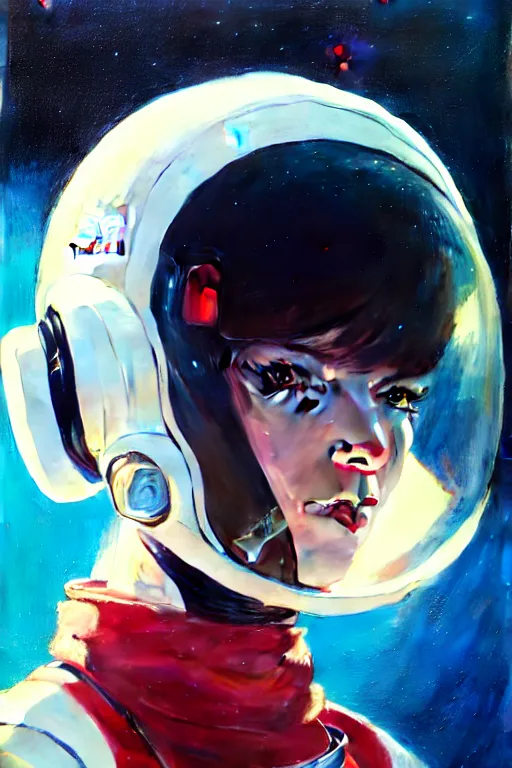 Image similar to a ultradetailed beautiful panting of a stylish woman space pilot, oil painting, by ilya kuvshinov, greg rutkowski and makoto shinkai, trending on artstation