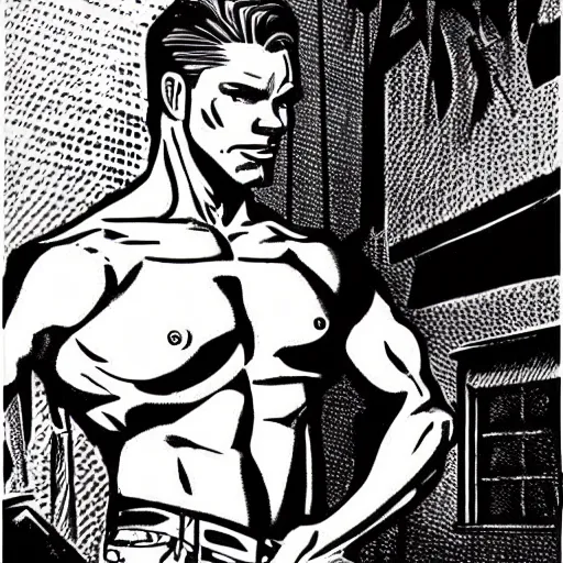 Prompt: how hell must look like from the eyes of tom of finland