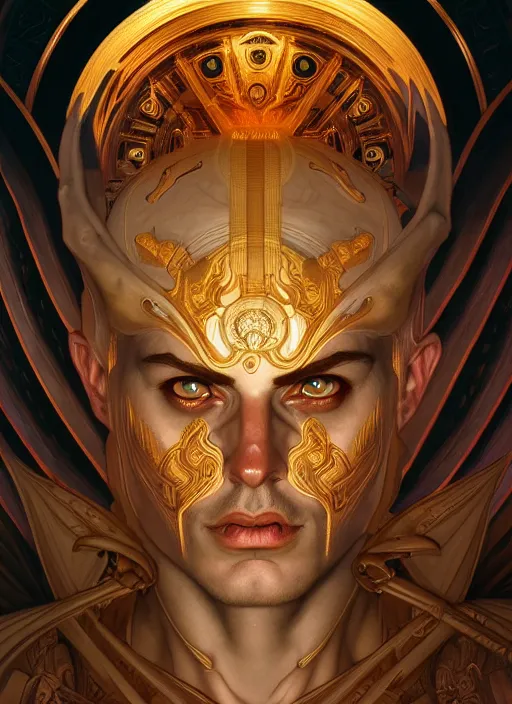 Image similar to symmetry!! portrait of hades, greek mythology, ancient greece, underworld, intricate, highly detailed, dark lighting, digital art, digital painting, artstation, sharp focus, illustration, art by artgerm and greg rutkowski and alphonse mucha, 8 k