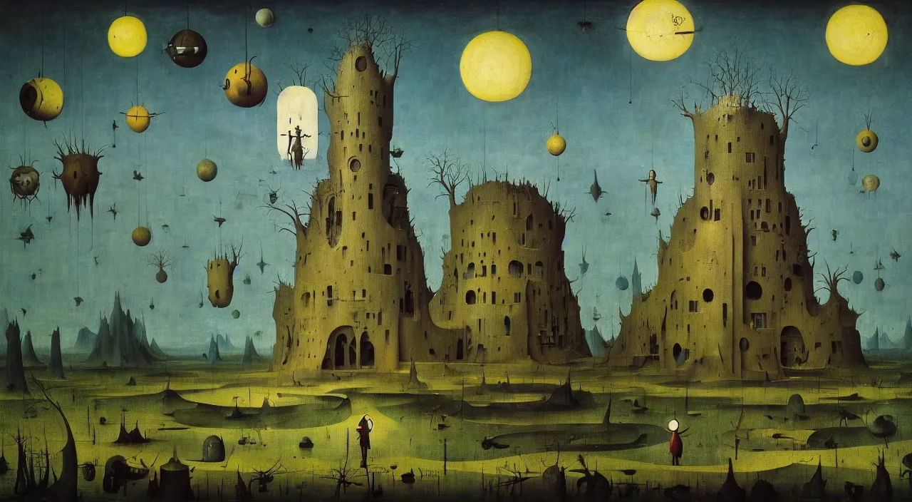 Image similar to single flooded simple!! hive tower anatomy, very coherent and colorful high contrast masterpiece by franz sedlacek hieronymus bosch dean ellis simon stalenhag rene magritte gediminas pranckevicius, dark shadows, sunny day, hard lighting