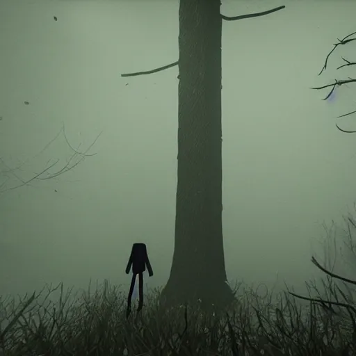 Image similar to screentshot from slender man in little nightmares 2