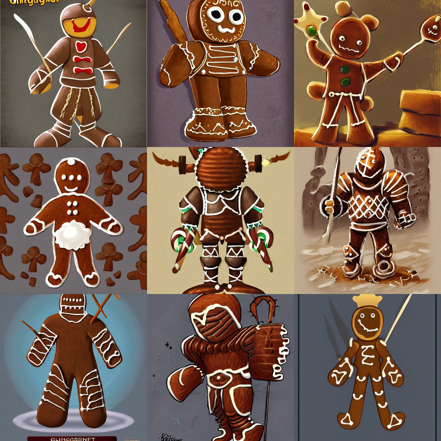 Prompt: gingerbread knight, concept art