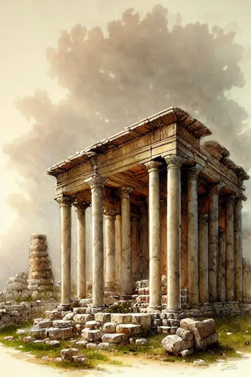 Prompt: (((((roman temple . muted colors.))))) by Jean-Baptiste Monge !!!!!!!!!!!!!!!!!!!!!!!!!!!