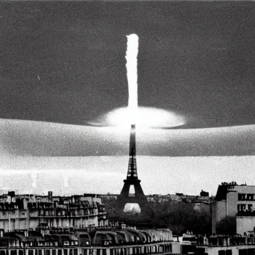 Image similar to photo of a nuclear explosion in paris in the year 1 9 9 1, hd photo, wide angle