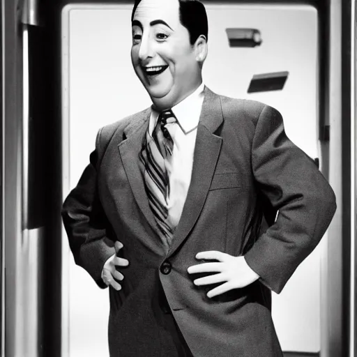 Prompt: photo of an overweight pee - wee herman