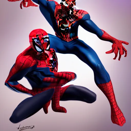 Image similar to Spider-Man vs Venom, Pixar Studio, detailed, high quality, high rendering, artstation,