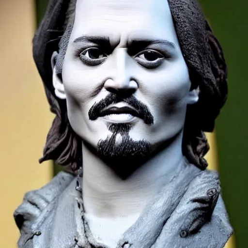 Prompt: johnny depp made of clay