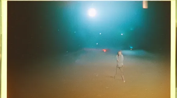 Image similar to c - 4 1 colour negative film photo of vagrant at night volumetric fog