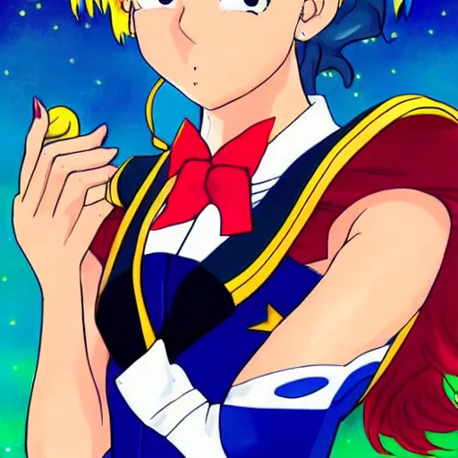 Image similar to a portrait of sailor moon as a human