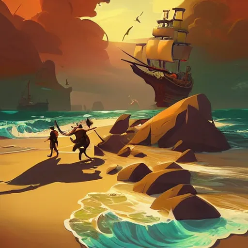 Image similar to painting treasure on sea of thieves game smooth median photoshop filter cutout vector, behance hd by jesper ejsing, by rhads, makoto shinkai and lois van baarle, ilya kuvshinov, rossdraws global illumination