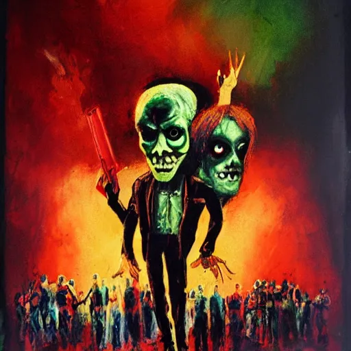 Image similar to a basil gogos painting of dawn of the dead