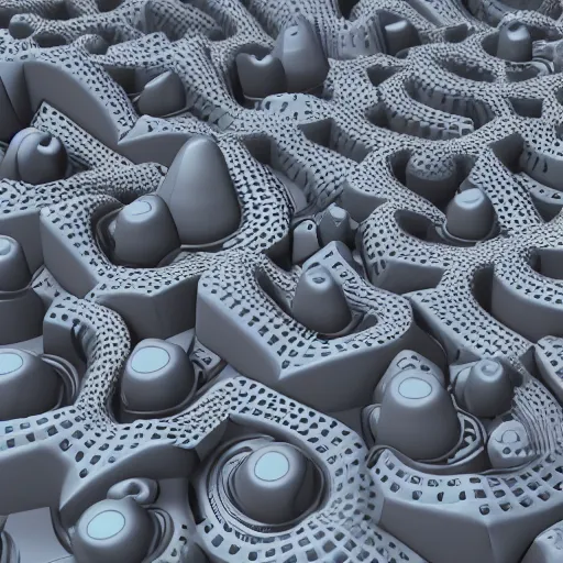 Image similar to photorealistic 3 d rendering of 3 d cellular automata developed. highly detailed octane render and vray, volumetric lighting, raytracing, unreal engine