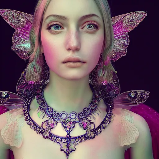 Image similar to portrait of fairy princess, glowing, ornate and intricate jewelry, jaw dropping beauty, glowing background lighting, white accent lighting, hyper detailed, 4 k octane render