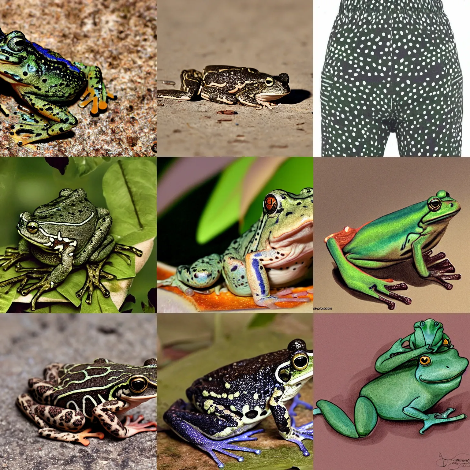 Prompt: anstraggo pelippoli frog the great, royal pants obviously