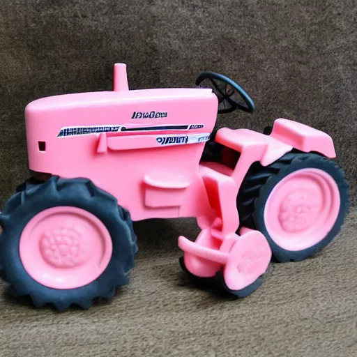 Image similar to a very soft persian pink plush john deere tractor with pluche