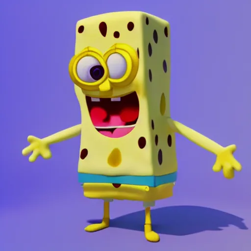 Image similar to christina hendricks as spongebob characters, 3 d render, blender,