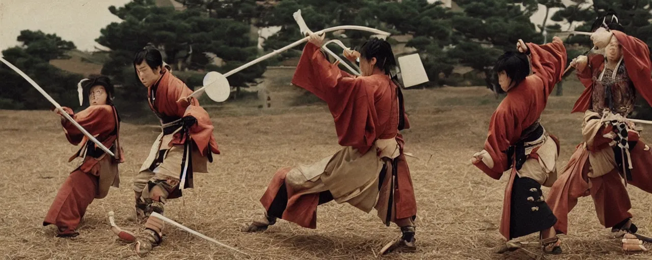 Image similar to 1 8 0 0 s japanese samurai battling spaghetti!, ultra - realistic faces, fine detail, in the style of diane arbus, canon 5 0 mm, wes anderson, kodachrome, retro