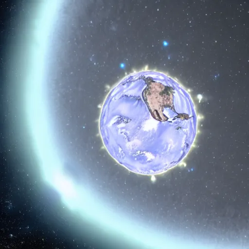 Prompt: Hollow Earth with Neutron star in the middle