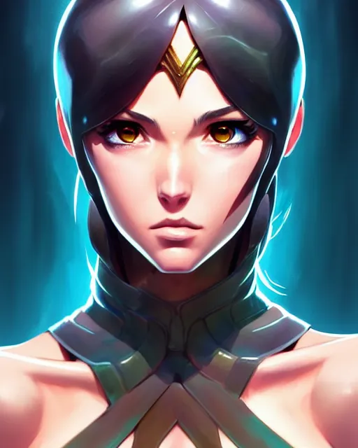 Image similar to orceress portrait, fantasy, face like gal gadot, portrait shinkai makoto studio ghibli studio key hideaki anno sakimichan stanley artgerm lau rossdraws james jean marc simonetti elegant highly detailed digital painting artstation pixiv