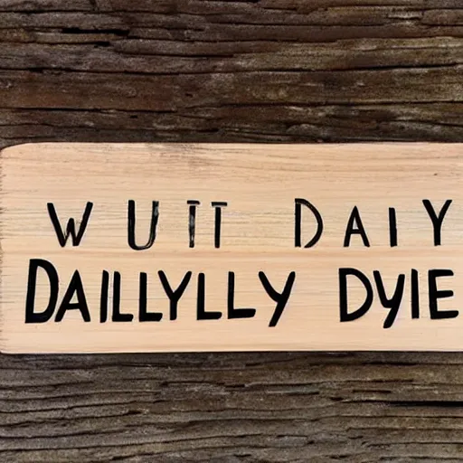 Image similar to a wooden sign that says daily!!!!!!!!!!!, marker, handwritten