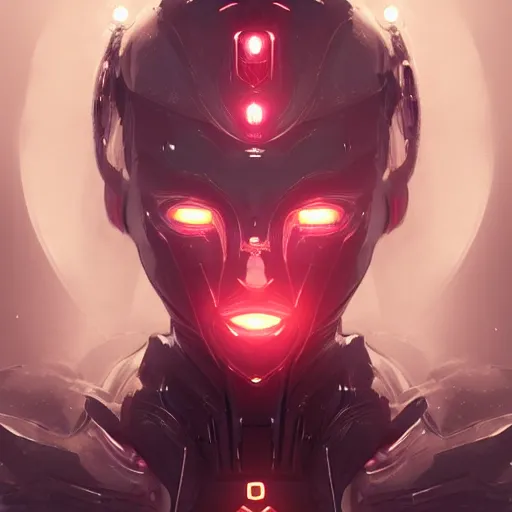 Prompt: sci - fi portrait of a humanoid robot surrounded with floating magical runes, standing in a dark forest, artgerm, trending on artstation, warframe concept art