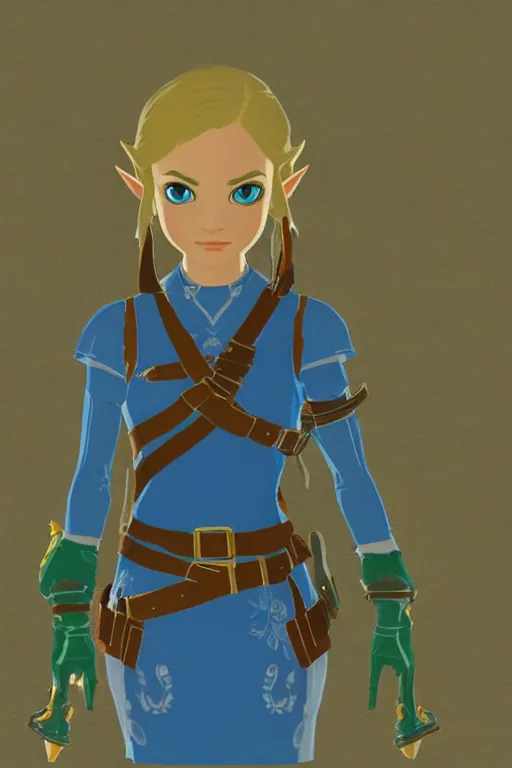 Image similar to an in game portrait of cia from the legend of zelda breath of the wild, breath of the wild art style.