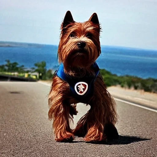 Prompt: “ iron bark, the superhero west highland terrier. ”