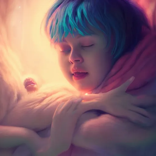 Image similar to the snuggliest snuggles in the world, huggy wuggy from poppy playtime video game, fullbody, ultra high detailed, glowing lights, oil painting, greg rutkowski, charlie bowater, beeple, unreal 5, daz, hyperrealistic, octane render, rpg portrait, dynamic lighting, fantasy art, beautiful face