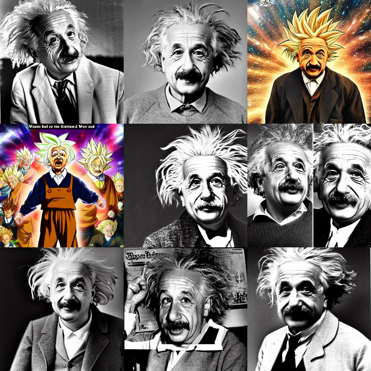 Prompt: albert einstein goes super saiyan