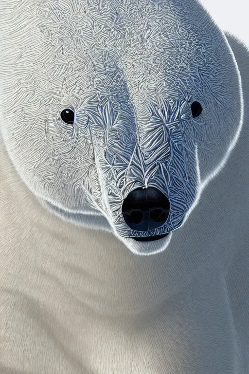 Prompt: portrait of a armored polar bear. hyper realistic, digital art, intricate, high detail.