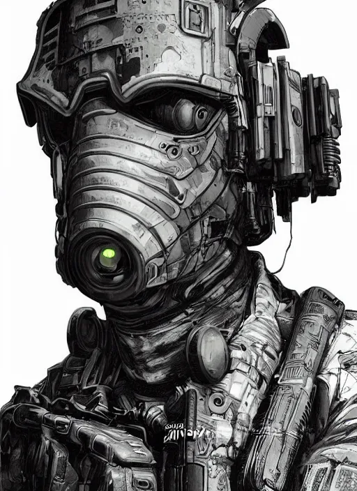 Prompt: cyberpunk blackops soldier. bomb suit. juggernaut. night vision. portrait by ashley wood and alphonse mucha and laurie greasley and josan gonzalez and james gurney. spliner cell, apex legends, rb 6 s, hl 2, d & d, cyberpunk 2 0 7 7. realistic face. dystopian setting.
