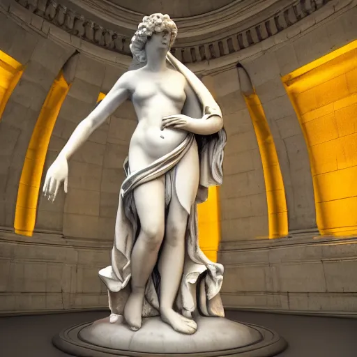 Prompt: a renaissance statue surrounded by a neon ring 3 d render, black background, ray tracing, 8 k resolution, shar focus, hyper detailed, hyper realistic