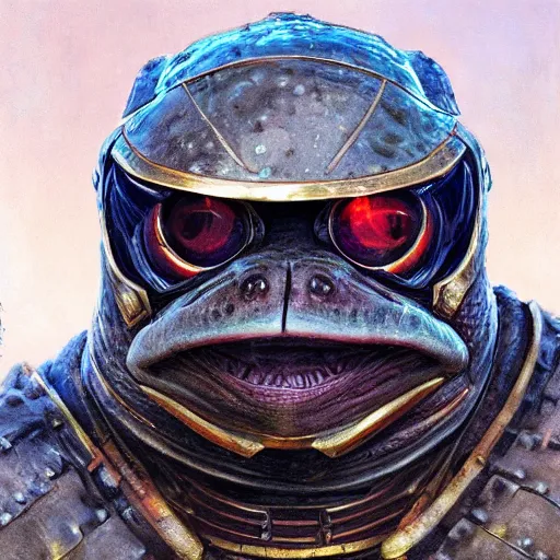 Image similar to frog as a realistic fantasy knight, closeup portrait art by donato giancola and greg rutkowski, realistic face, digital art, trending on artstation, symmetry!!, no helmet