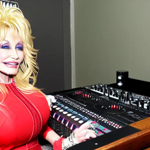 Prompt: dolly parton on the dj decks