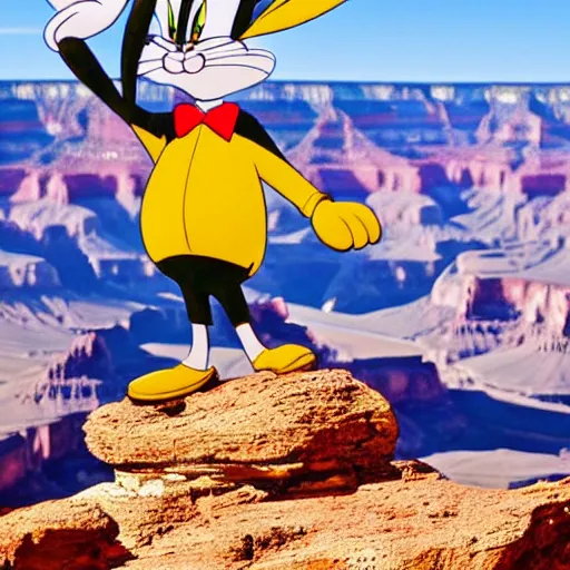 Image similar to Looney Tunes Bugs Bunny in front of the Grand Canyon